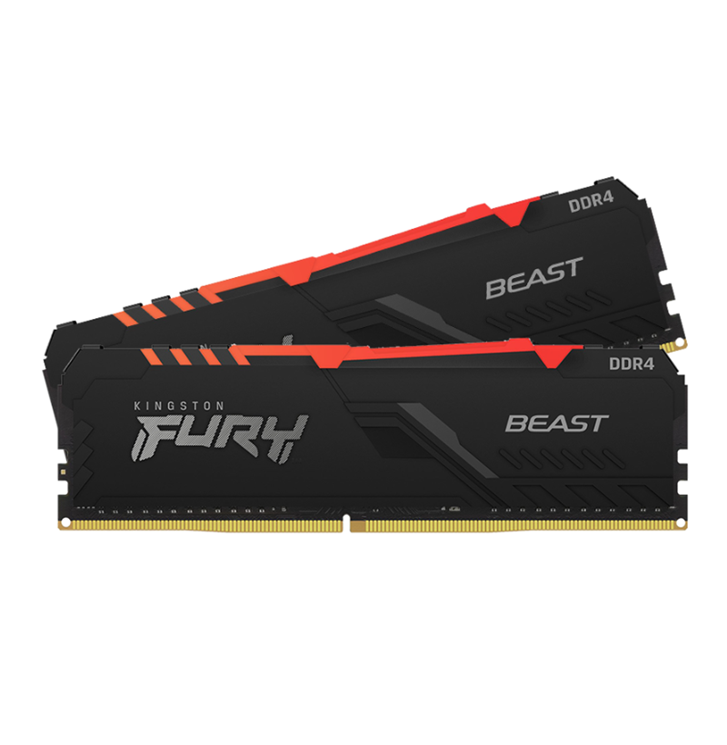 BỘ NHỚ MÁY TÍNH KINGSTON FURY BEAST RGB 32GB (2 X 16GB) DDR4 3600MHz