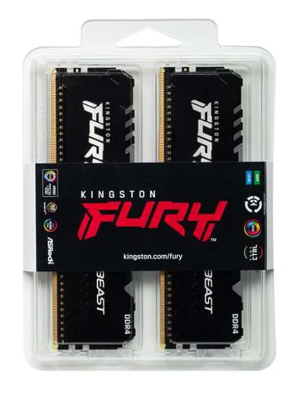 BỘ NHỚ MÁY TÍNH KINGSTON FURY BEAST RGB 32GB (2 x 16GB) DDR4 3200MHz